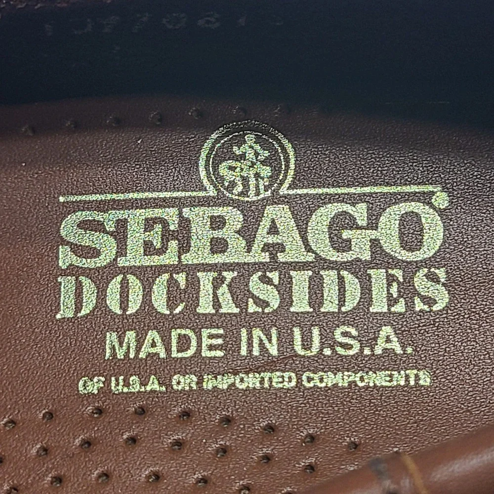 Sebago Docksides Boat Shoes Mens 6 Brown Excellent Leather Made in USA Loafers